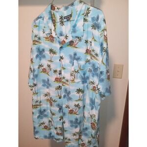 George Hawaiian Shirt Mens 3XL Tropical Button Up‎ Adult XXXL 54-56 Beach Blue